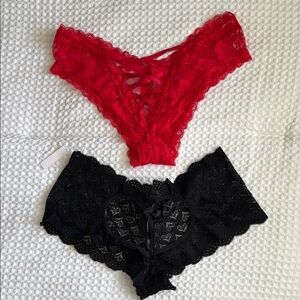 Lace Intimates Set - Red and Black